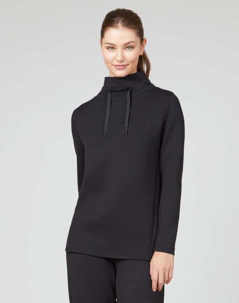 NWT Spanx Pullover Sweatshirt Womens 1X Plus Black Got Ya Covered Air Essentials